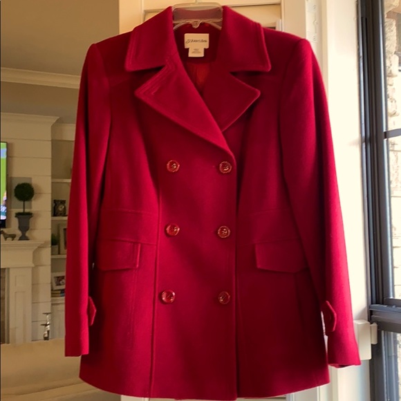 St. John's Bay Jackets & Blazers - St. John’s Bay Red Peacoat Double Breasted Coat Sm